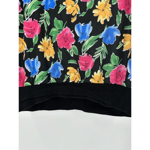 Top Notch Vintage Blouse Womens 20W Black Floral Print Short Sleeves Pleated - Picture 14 of 16